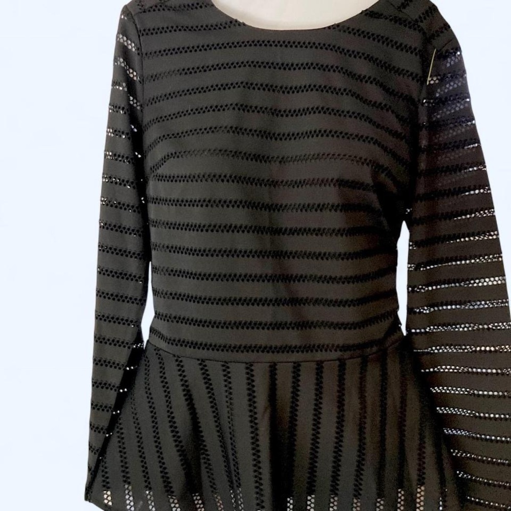 Banana Republic Black long sleeve peplum top with sheer and Ruffle details XS